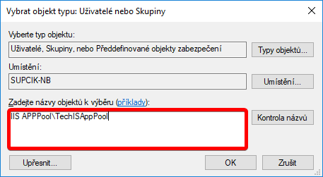 TechIS 23.2 Dokumentace > NTFS oprávnění pro souborové úložiště > dllhost_2018-02-23_09-58-28.png