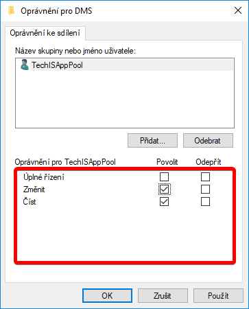 TechIS 23.2 Dokumentace > NTFS oprávnění pro souborové úložiště > dllhost_2018-02-23_09-58-44.png