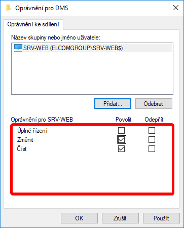 TechIS 23.2 Dokumentace > NTFS oprávnění pro souborové úložiště > dllhost_2018-02-23_10-28-53.png
